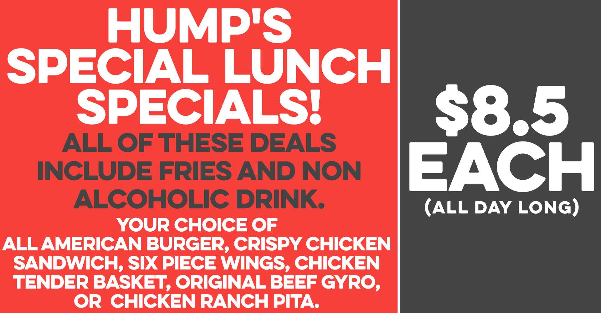 Lunch Specials Just $8.5